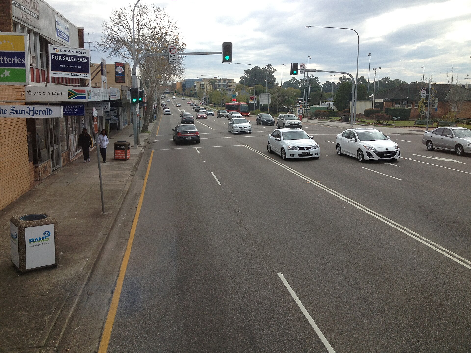 Northbound on Old Northern Road at Baulkham Hills, Sydney Hills District